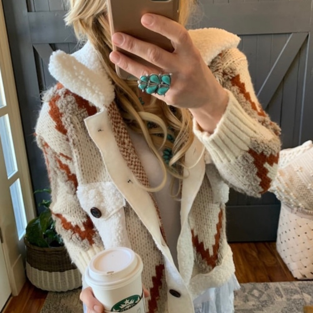 New Quilted Cardigan Sweater Coat / Women's Shacket Western Boho Jacket Vintage
